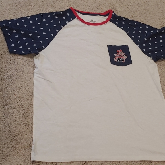 Disney Patriotic American Flag Mickey Jersey Shirt - Picture 1 of 6